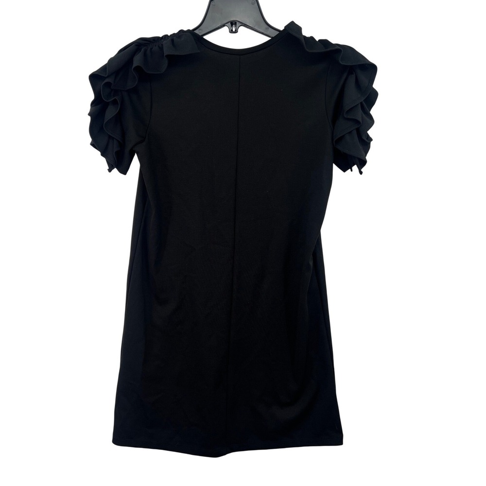 Zara Mini Dress Size S Black Ruffle Sequin Skeleton Spooky-Core Goth Punk Y2K - Picture 3 of 8